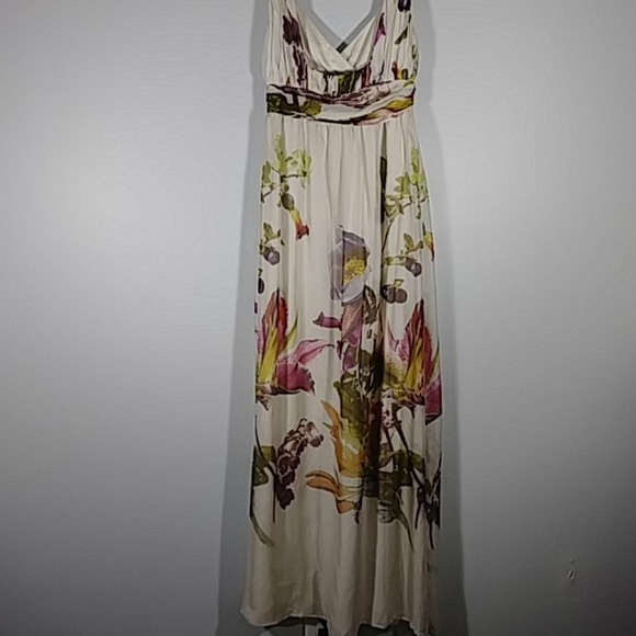 Zara Woman Cream/ floral maxi slvless dress Sz S - Picture 4 of 8